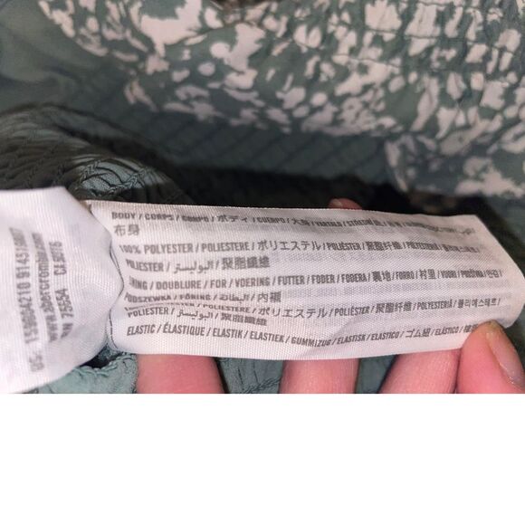 Abercrombie & Fitch Smocked Mini Dress Size Medium Green Pattern Ruffle Romantic - Picture 5 of 5